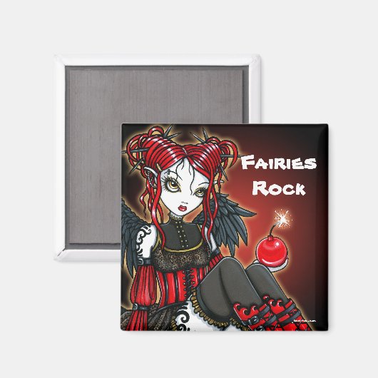 "アビゲイル"赤ゴシックの火の妖精エンジェルマグネット マグネット (正面/裏面)