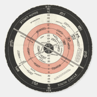 アビザイドが地球の平らなステッカーの新しい正しい地図を作成 ラウンドシール