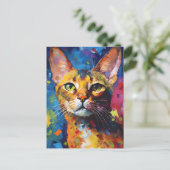 アビシカラフルニアン猫 ポストカード (スタンド正面)