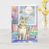 アビシニアおよび妖精の挨拶状 カード (黄色い花)