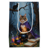 アビシニアキャットお洒落ハロウィン絵を描ズ ミディアムペーパーバッグ (裏面)