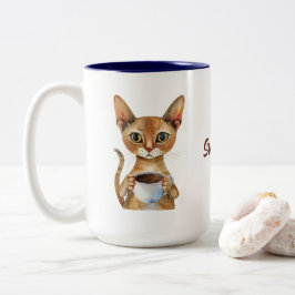 アビシニアキャットコーパーソナライズされたヒー ツートーンマグカップ
