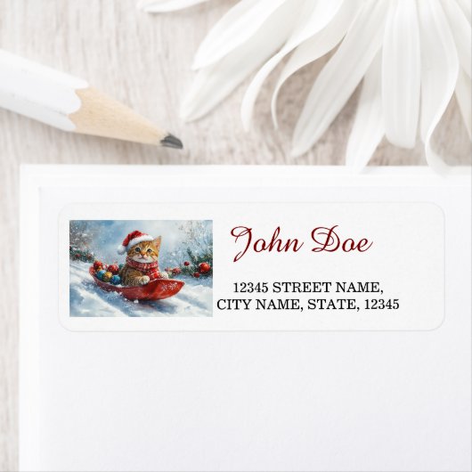 アビシニアキャットスノークリスマス差出人住所 ラベル (インサイチュ)