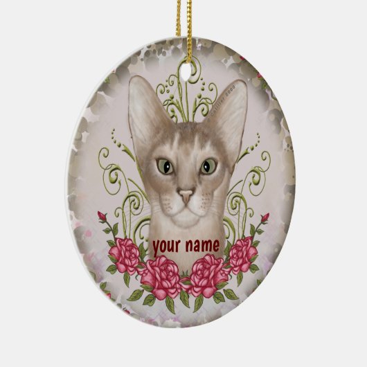 アビシニアキャットバラ名前をカスタムするオーナメント セラミックオーナメント (右)