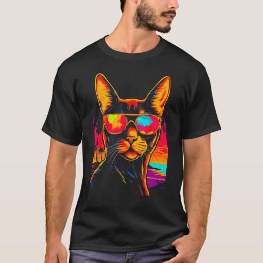 アビシニアキャットビーチパーティー Tシャツ (正面)