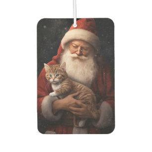 アビシニアンとサンタクロースのクリスマスデザイン カーエアーフレッシュナー
