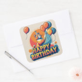 アビシニアンカラフル猫 スクエアシール (封筒)