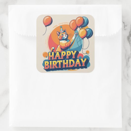 アビシニアンカラフル猫 スクエアシール (バッグ)