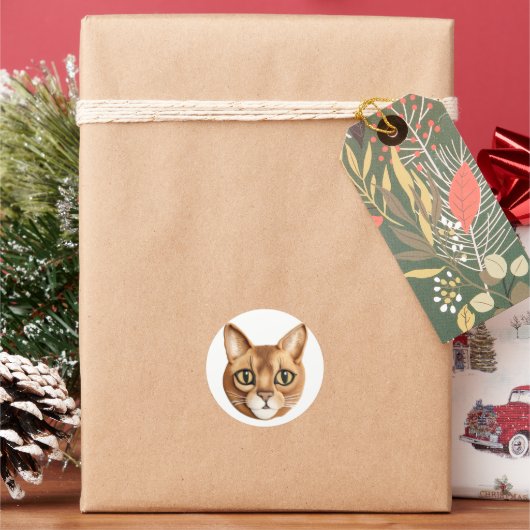 アビシニアンキャット3Dインスパイア ラウンドシール (クリスマス)