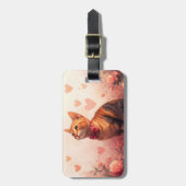 アビシニアン猫とバラ - バレンタインデー ラゲッジタグ (正面縦)