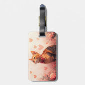 アビシニアン猫とバラ - バレンタインデー ラゲッジタグ (裏面縦)