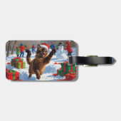 アビシニアン猫のクリスマス祭り雪景色 ラゲッジタグ (裏面横)