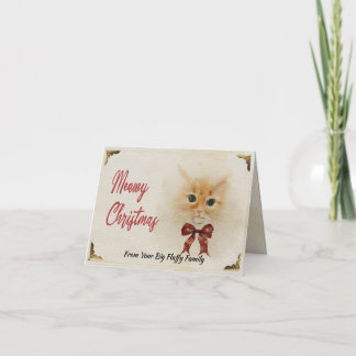 アビシニアン猫のメオウィーなクリスマスの水彩画 シーズンカード