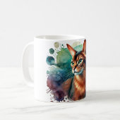 アビシニアン猫の水彩画マグカップ コーヒーマグカップ (正面左)