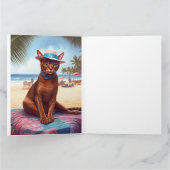 アビシニアン猫オンビーチ、夏のプレゼント猫好き カード (内部)