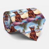 アビシニアン猫オンビーチ、夏のプレゼント猫好き ネクタイ (ロール)