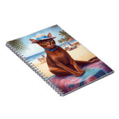 アビシニアン猫オンビーチ、夏のプレゼント猫好き ノートブック (右側)