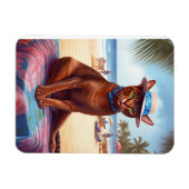 アビシニアン猫オンビーチ、夏のプレゼント猫好き マグネット (横)