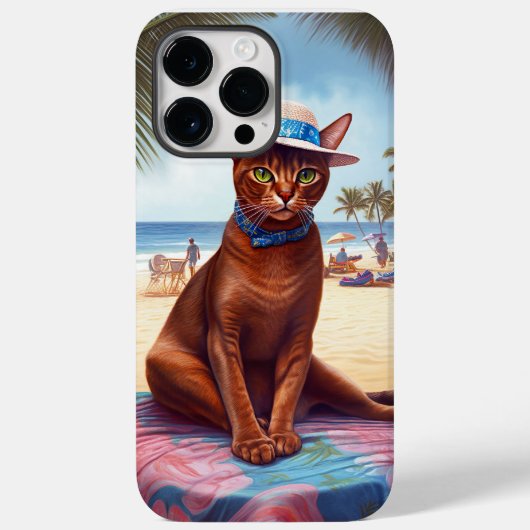 アビシニアン猫オンビーチ、夏のプレゼント猫好き Case-Mate iPhoneケース (裏面)