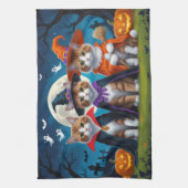 アビシニアン猫カボチャおもしろいハロウィーン キッチンタオル (縦)