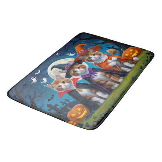 アビシニアン猫カボチャおもしろいハロウィーン バスマット (アングル)