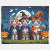 アビシニアン猫カボチャおもしろいハロウィーン フリースブランケット (正面(横))