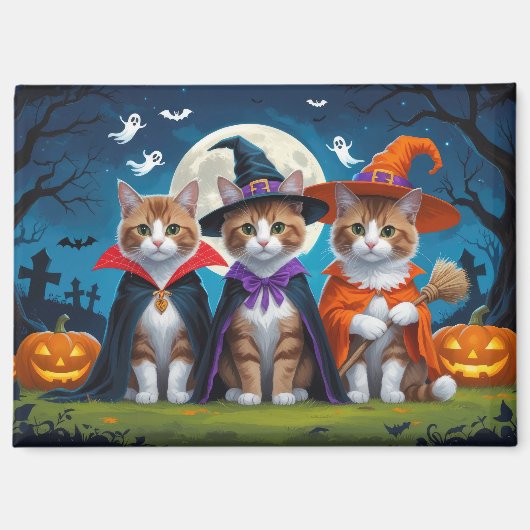 アビシニアン猫カボチャおもしろいハロウィーン マグネット (正面)