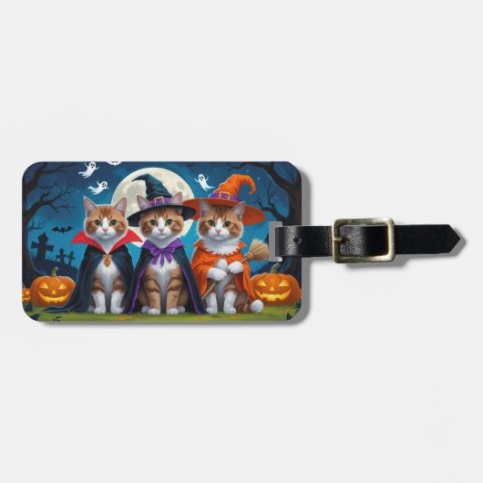 アビシニアン猫カボチャおもしろいハロウィーン ラゲッジタグ (正面横)