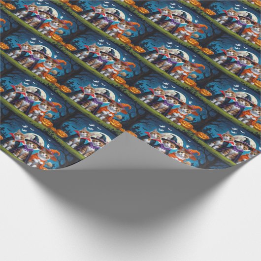 アビシニアン猫カボチャおもしろいハロウィーン ラッピングペーパー (角)