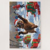 アビシニアン猫クリスマスフェスティバル雪景色 ジグソーパズル (縦)