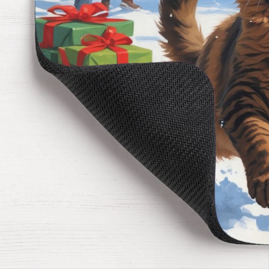 アビシニアン猫クリスマスフェスティバル雪景色 マウスパッド (コーナー)