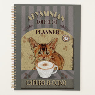 アビシニアン猫コーヒーカプルッチーノヴィンテージポスター プランナー手帳