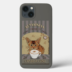 アビシニアン猫コーヒーカプルッチーノヴィンテージポスター iPhone 13ケース