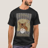アビシニアン猫コーヒーカプルッチーノヴィンテージポスター Tシャツ (正面)