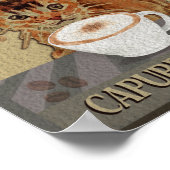 アビシニアン猫コーヒーカプルッチーノヴィンテージ ポスター (角)