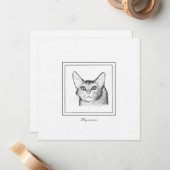 アビシニアン猫スケッチフラットノートカード ノートカード (正面/裏面インサイチュ)