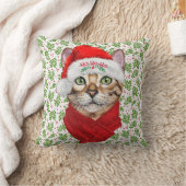 アビシニアン猫ホーホーホーホーサンタハットマイクリスマス クッション (ブランケット)