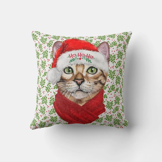 アビシニアン猫ホーホーホーホーサンタハットマイクリスマス クッション (裏面)