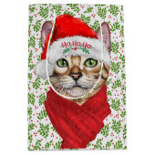 アビシニアン猫ホーホーホーホーサンタハットマイクリスマス ミディアムペーパーバッグ (正面)