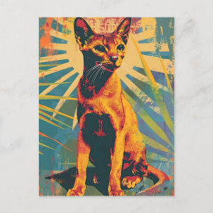 アビシニアン猫ヴィンテージアート ポストカード