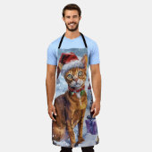 アビシニアン猫冬ワンダーランドクリスマスジョイ エプロン (着用した状態)