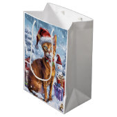 アビシニアン猫冬ワンダーランドクリスマスジョイ ミディアムペーパーバッグ (正面アングル)