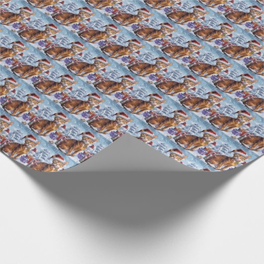 アビシニアン猫冬ワンダーランドクリスマスジョイ ラッピングペーパー (角)