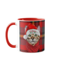 アビシニアン猫好きレッドプレイドクリスマス