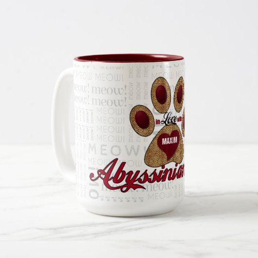 アビシニアン猫好き種特異的チーター ツートーンマグカップ (正面左)