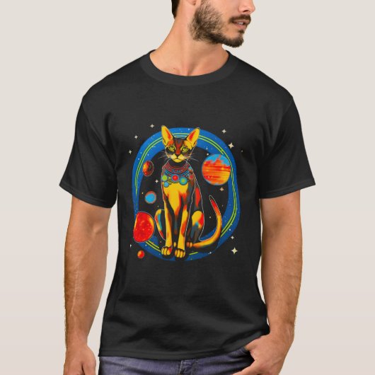 アビシニアン猫宇宙科学 Tシャツ (正面)