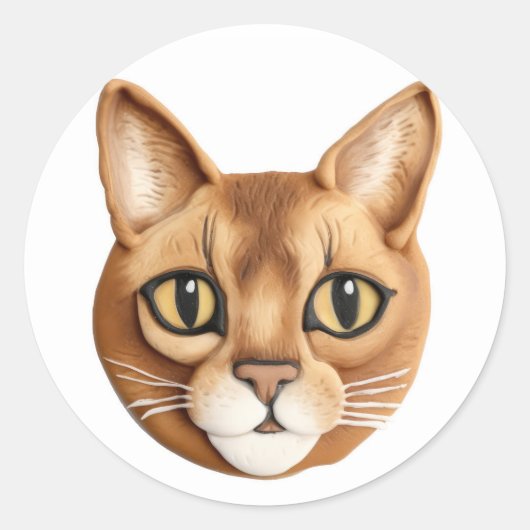 アビシニアン猫3D インスパイア ラウンドシール (正面)