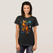 アビシニアン猫+宇宙 Tシャツ (正面フル)