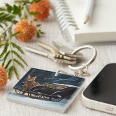 アビシニアン雪そりに乗るクリスマスデコール キーホルダー (正面右)