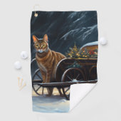 アビシニアン雪そりに乗るクリスマスデコール ゴルフタオル (インサイチュ)